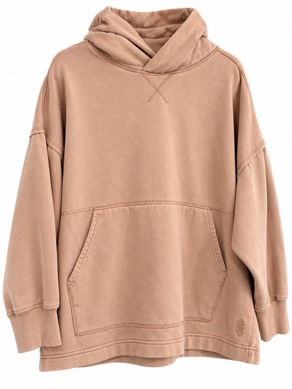 ⁠FP Movement Free People At My Best Hoodie Tan Camel Oversized Fleece M EUC